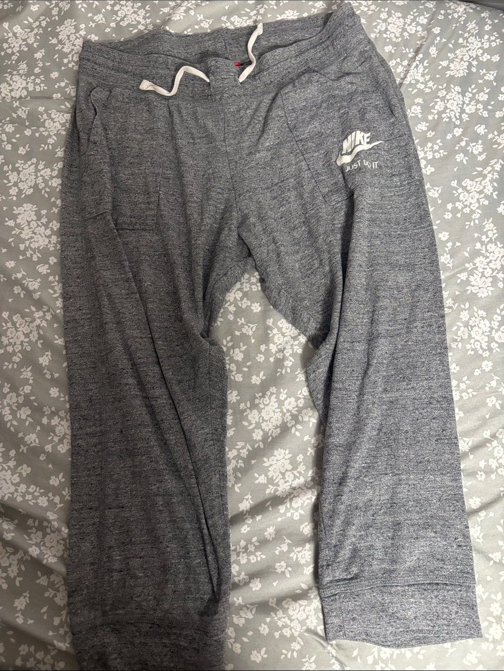 Nike Gray Heather Ankle Jogger Pants with Drawstring